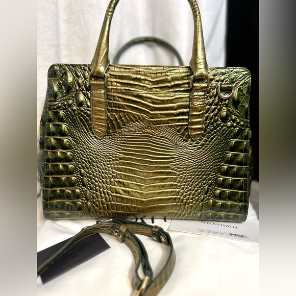 💚BRAHMIN  Melbourne Matcha Green Small Finley Carryall Satchel Bag (NWOT) 💚 - Picture 14 of 16